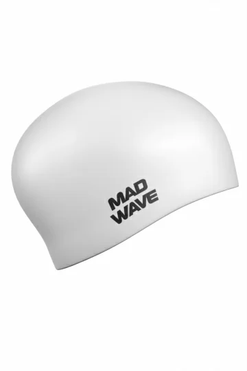 Реальное фото Шапочка для плавания Mad Wave Long Hair Silicone White M0511 01 0 02W от магазина СпортСЕ