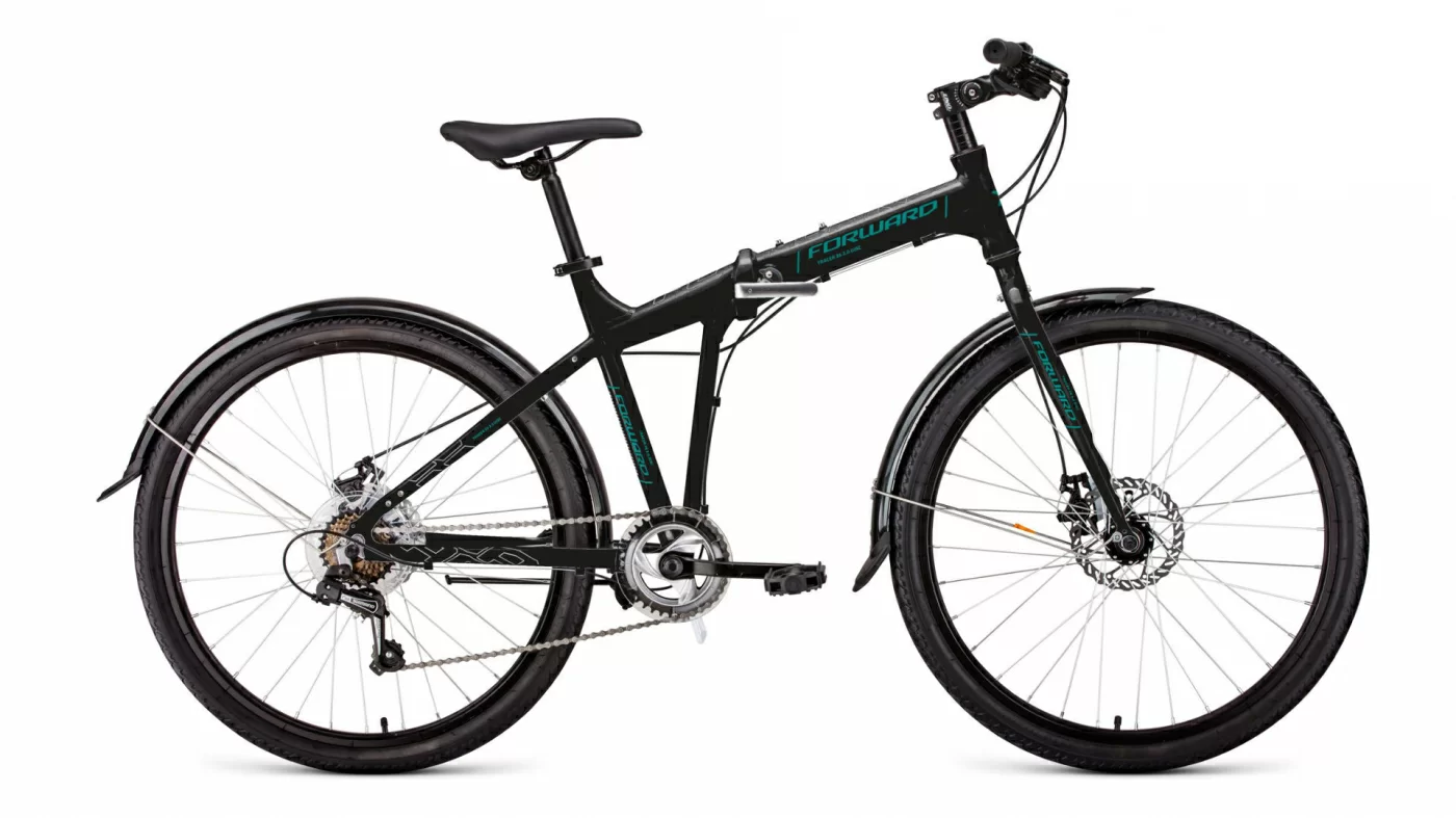 Реальное фото Велосипед Forward Tracer 26 2.0 disc (2021) черный/бирюзовый от магазина СпортСЕ