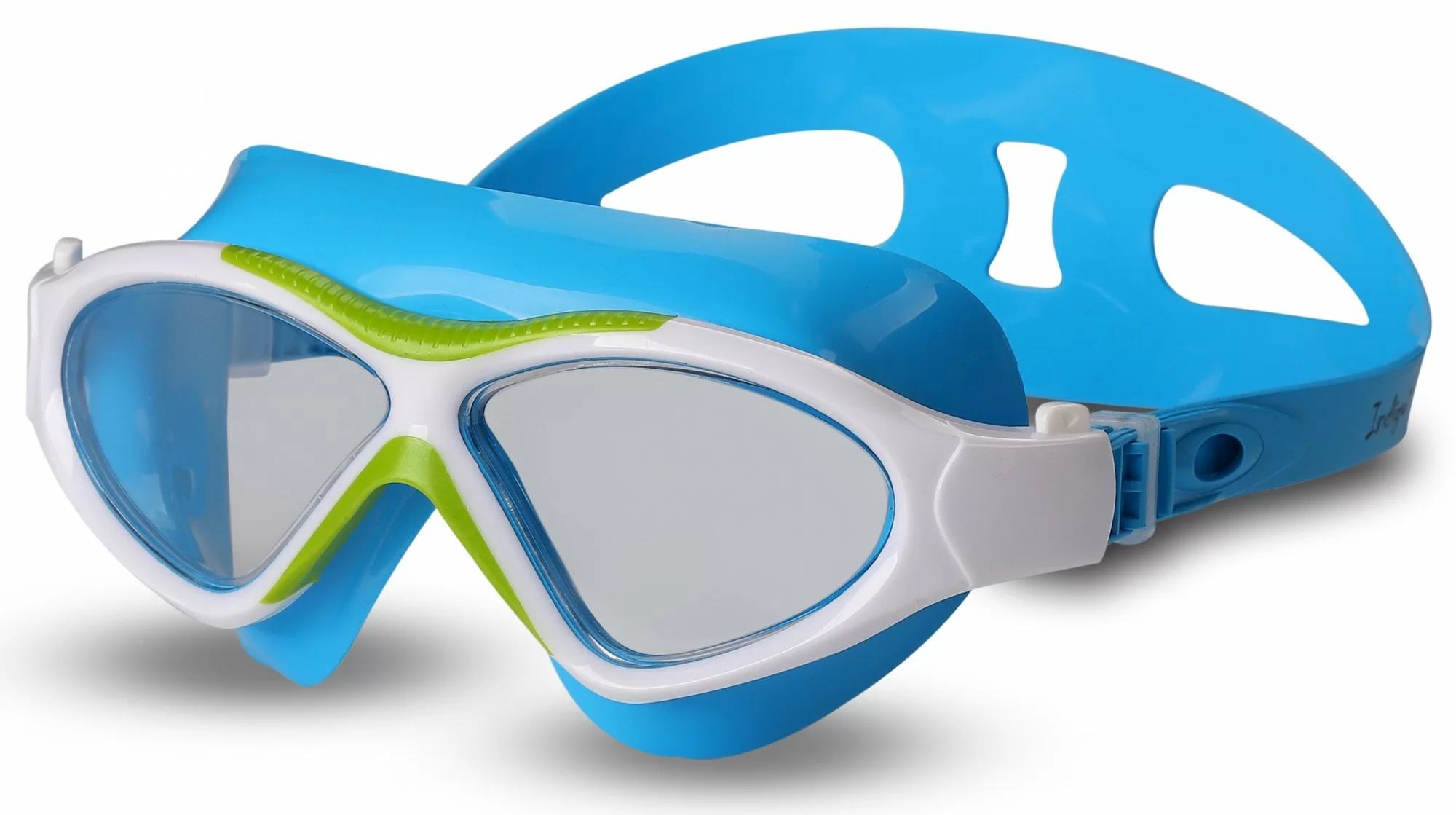 Реальное фото Очки для плавания Indigo Carp (полумаска) бело-голубые GL2J-7 от магазина СпортСЕ