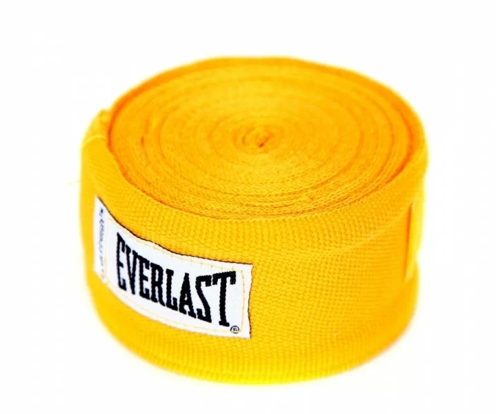 Реальное фото Бинт боксерский 4.55 м Everlast желтый 4456GU от магазина СпортСЕ