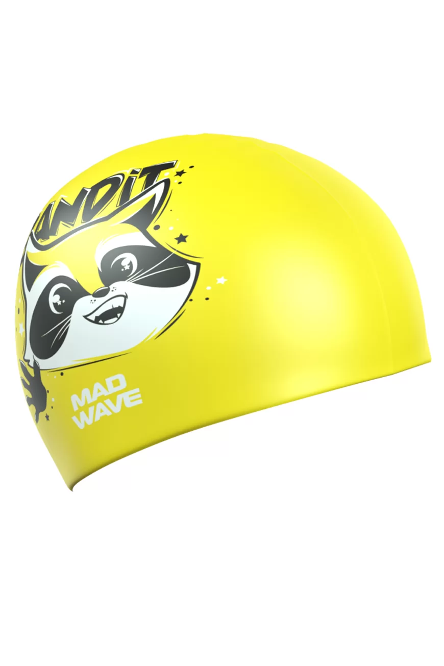 Реальное фото Шапочка для плавания Mad Wave Bandit юниорская Yellow M0572 03 0 06W от магазина СпортСЕ