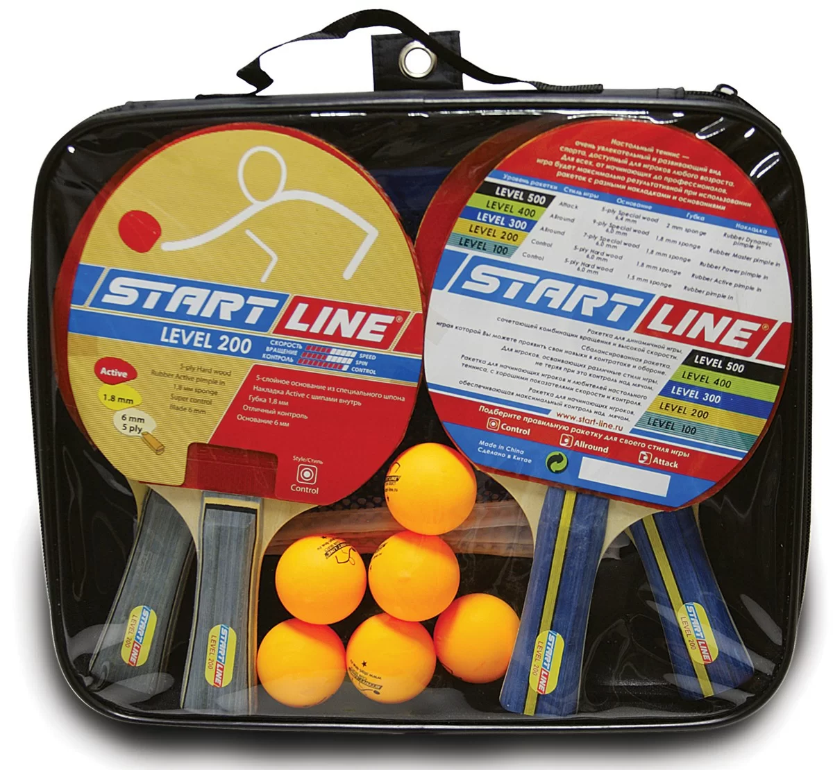 Реальное фото Набор для настольного тенниса Start Line Level 200 (4 р-ки,6 мячей Clab Select, сетка с кр 61-453 от магазина СпортСЕ