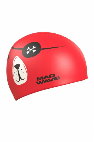 Реальное фото Шапочка для плавания Mad Wave Pirat Junior Red M0573 12 0 05W от магазина СпортСЕ