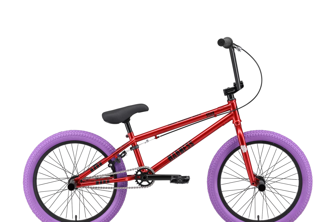 Реальное фото Велосипед Stark Madness BMX 5 Cr-Mo (2025) красный/черный/фиолетовый от магазина СпортСЕ
