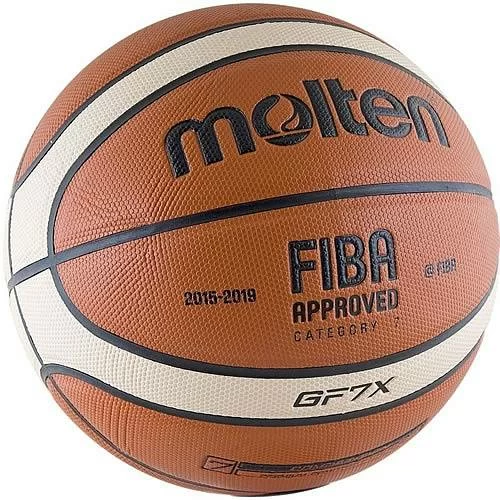 Реальное фото Мяч баскетбольный Molten BGF7X №7 FIBA Appr, 12 пан, синт.кожа (ПУ) кор-беж-чер от магазина СпортСЕ