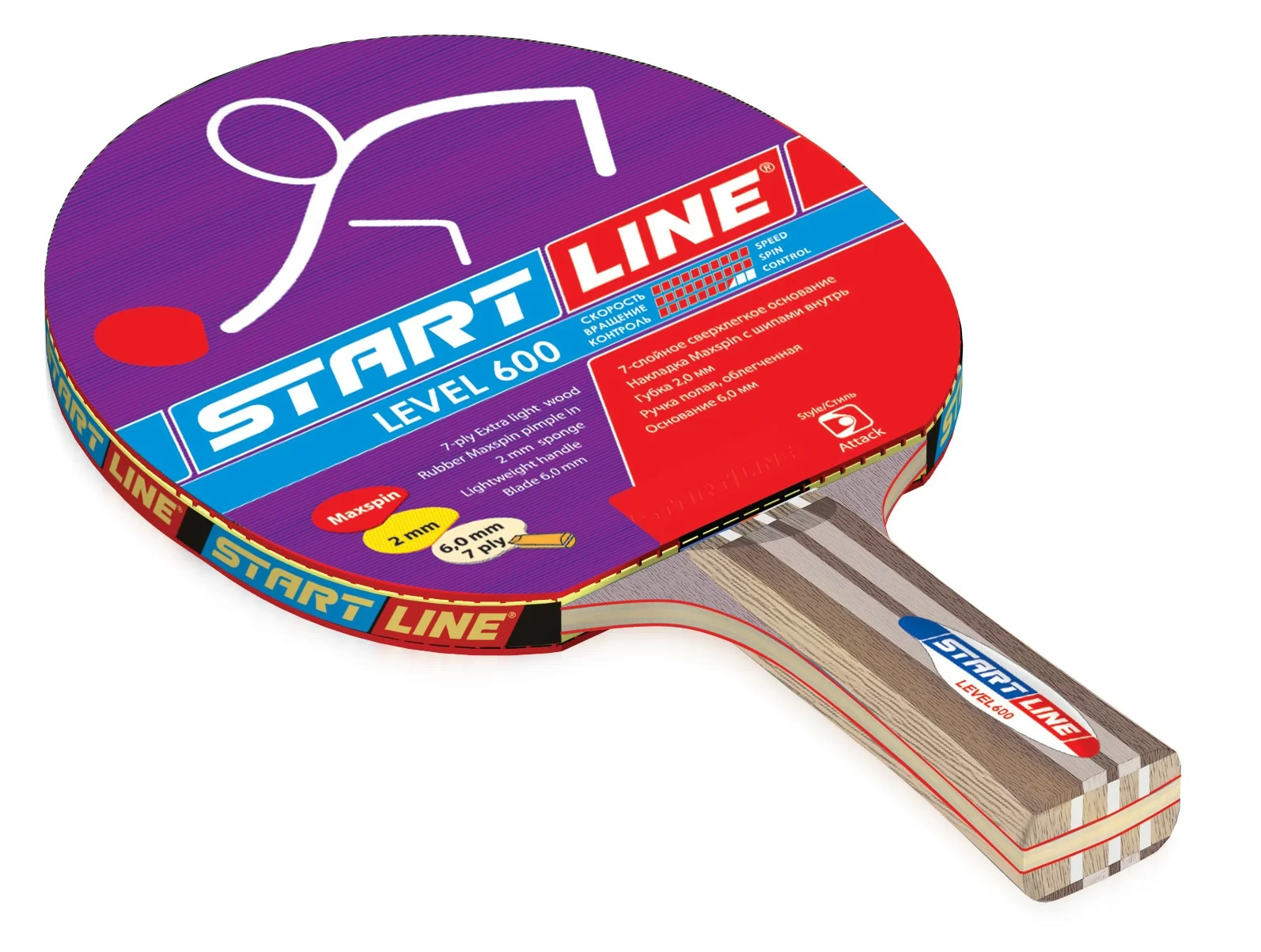 Реальное фото Ракетка для настольного тенниса Start Line Level 600 (прямая) 60-713 от магазина СпортСЕ