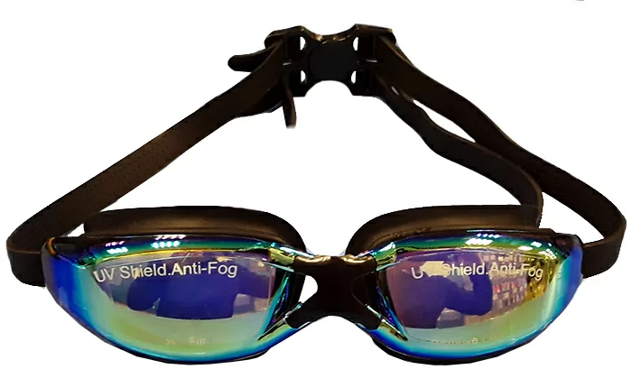 Реальное фото Очки для плавания Fox HJ-603M взрослые зеркальные, чёрный от магазина СпортСЕ