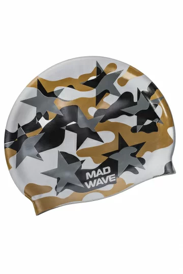 Реальное фото Шапочка для плавания Mad Wave Military Star multi M0550 09 0 00W от магазина СпортСЕ