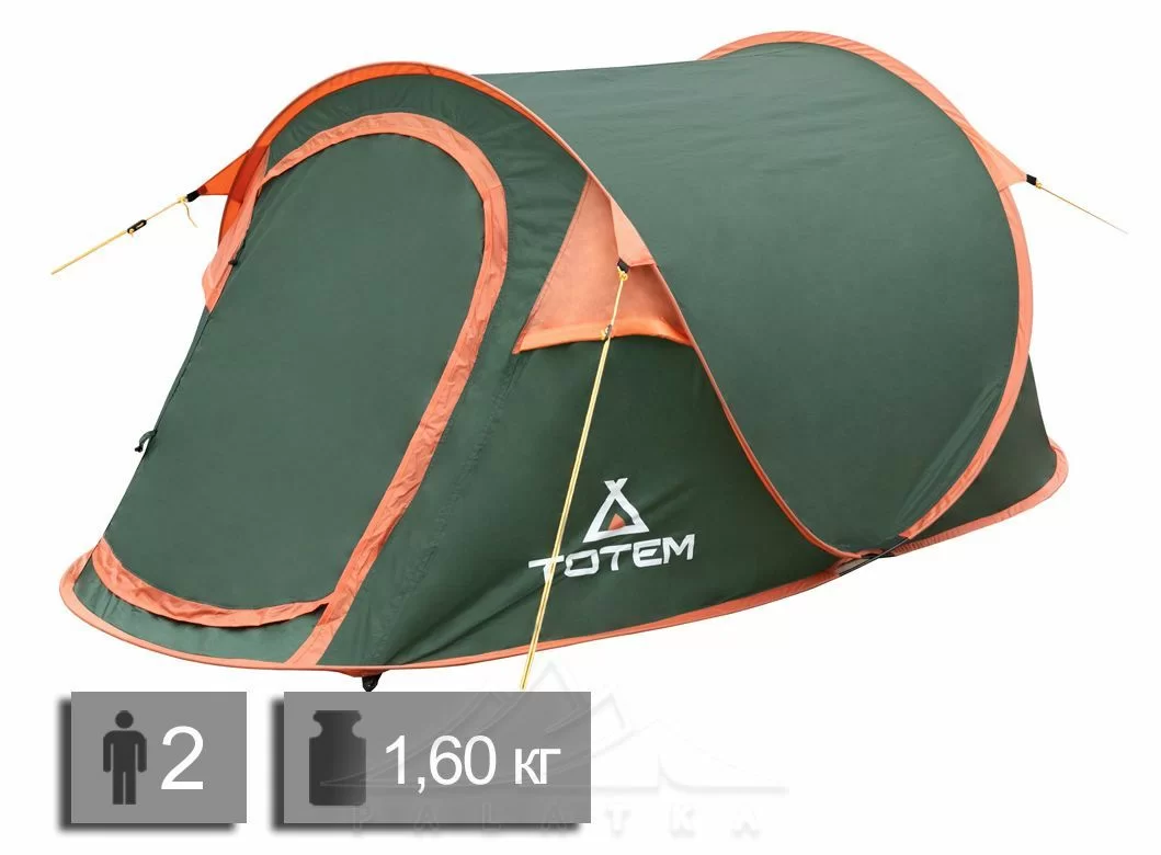 Реальное фото Палатка Totem Pop Up 2 (V2) зеленый  TTT-033 от магазина СпортСЕ