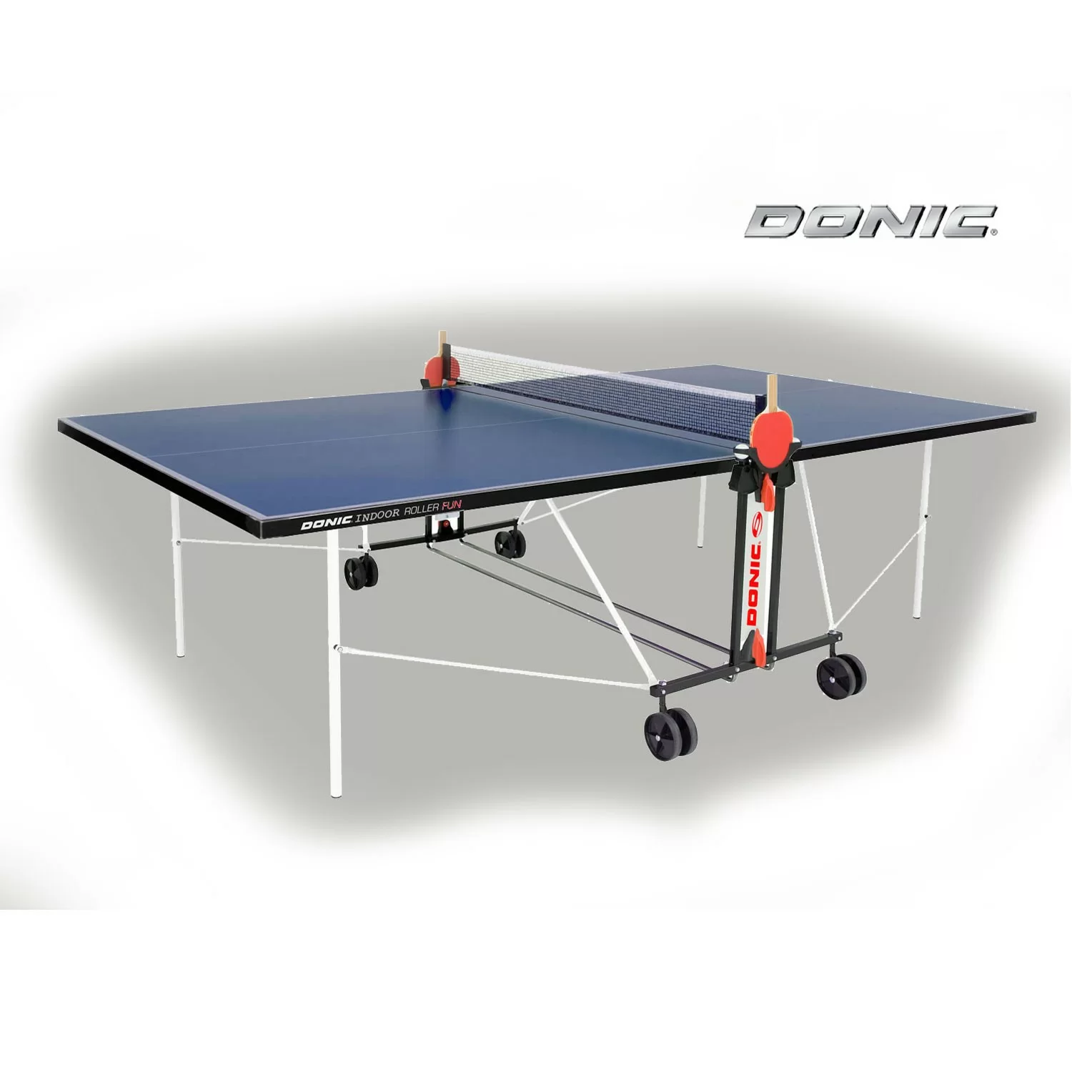Реальное фото Теннисный стол DONIC INDOOR ROLLER FUN BLUE 19мм 230235-B от магазина СпортСЕ