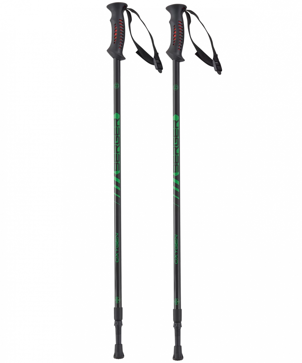Реальное фото Палки для скандинавской ходьбы Berger Oxygen 77-135 см 2-секционные черный/зеленый УТ-00019907 от магазина СпортСЕ