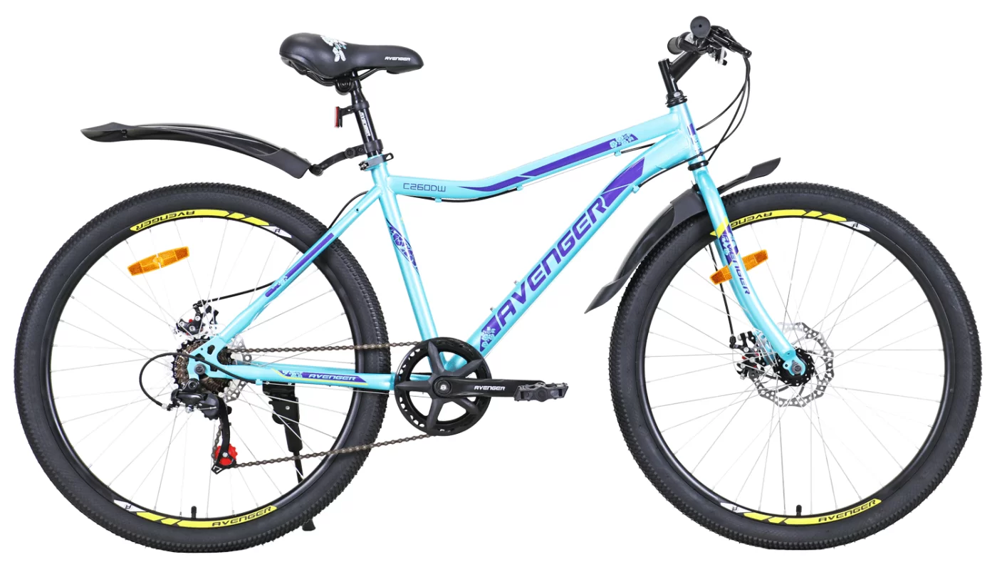 Реальное фото Велосипед 26" AVENGER C260DW, зеленый/фиолетовый, 17,5" (2021) от магазина СпортСЕ