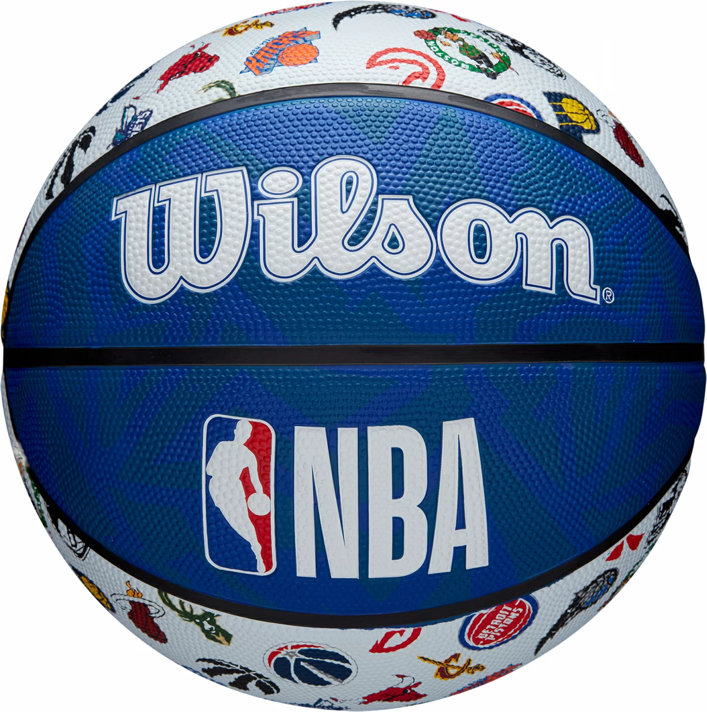 Реальное фото Мяч баскетбольный Wilson NBA All Team  №7 сине-белый WTB1301XBNBA от магазина СпортСЕ