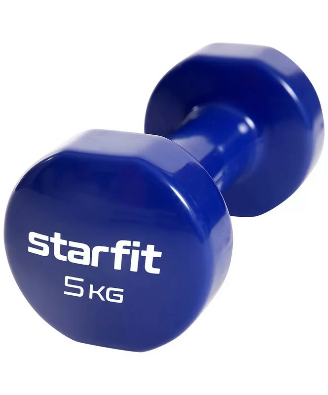 Реальное фото Гантели виниловые 5 кг StarFit Core DB-101 темно-синий (пара) УТ-00020387 от магазина СпортСЕ