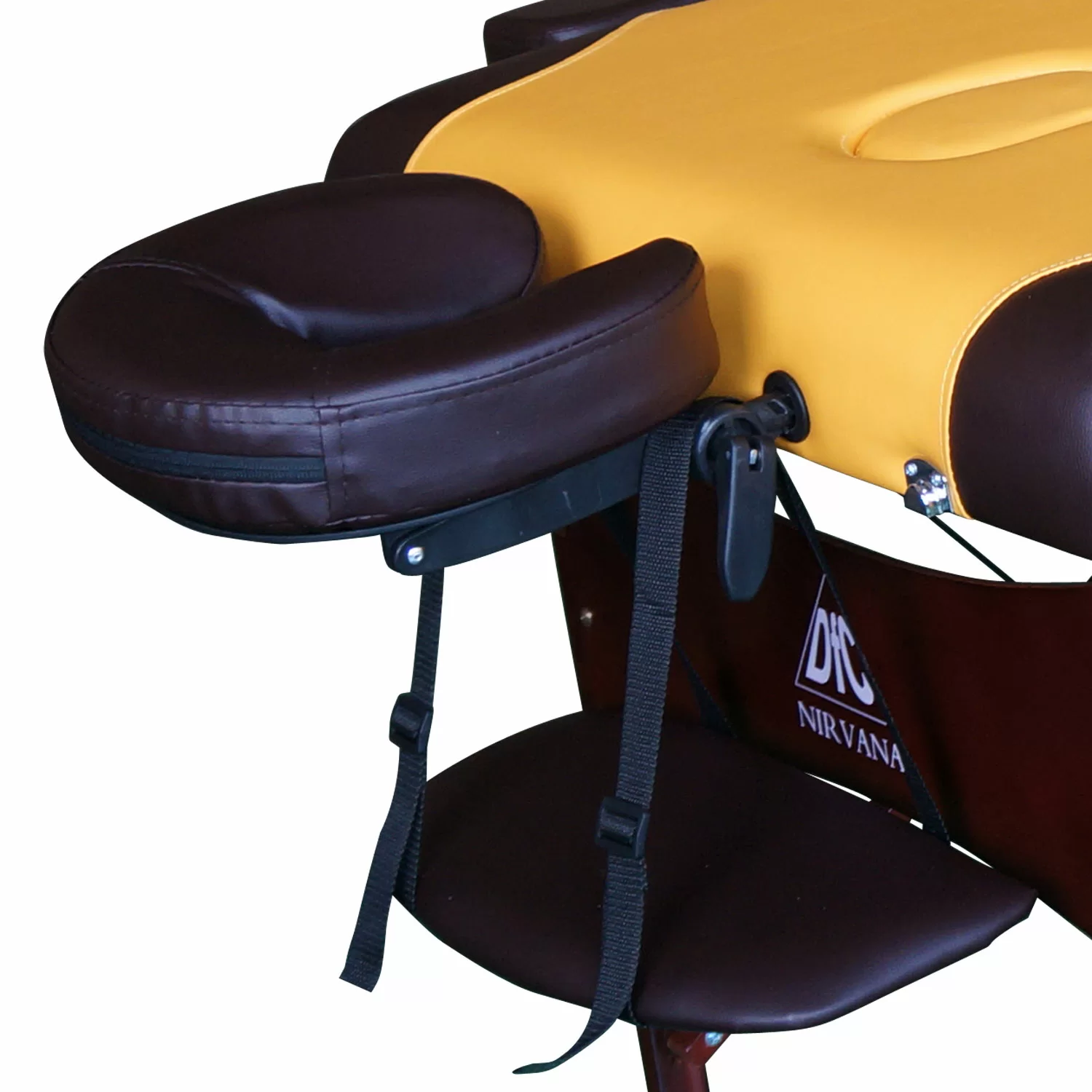 Реальное фото Массажный стол DFC NIRVANA, Relax, дерев. коричн.ножки, цвет горчичный с коричневым от магазина СпортСЕ