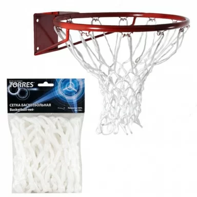 Реальное фото Сетка баскетбольная Torres 6 мм ПЭ вес 100 гр. белый SS110105 от магазина СпортСЕ