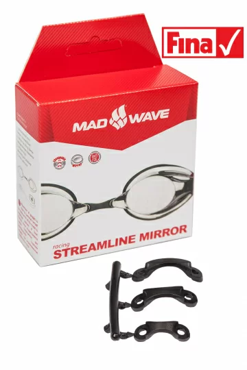 Реальное фото Очки для плавания Mad Wave Streamline Mirror стартовые Red M0457 02 0 05W от магазина СпортСЕ