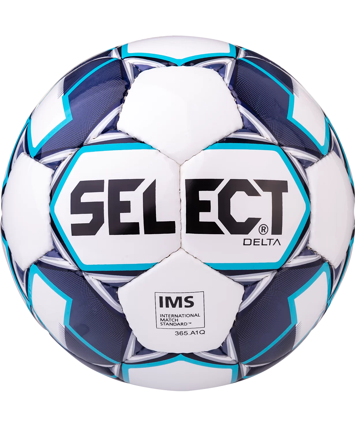 Реальное фото Мяч футбольный Select Delta IMS №5 белый/темно-синий/голубой 815017 от магазина СпортСЕ