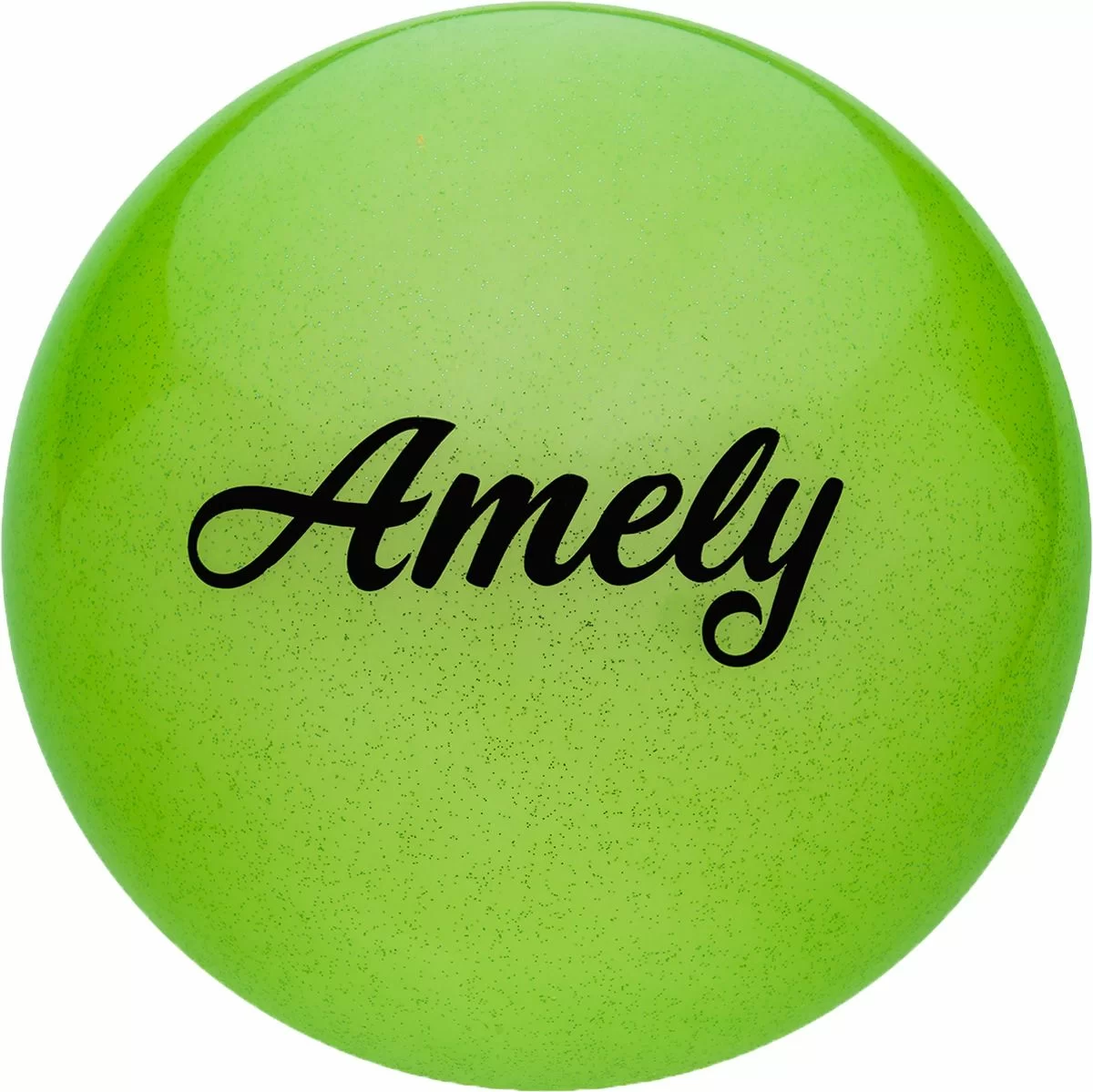 Реальное фото Мяч для художественной гимнастики 15 см Amely AGB-102 с блестками зеленый 12861 от магазина СпортСЕ