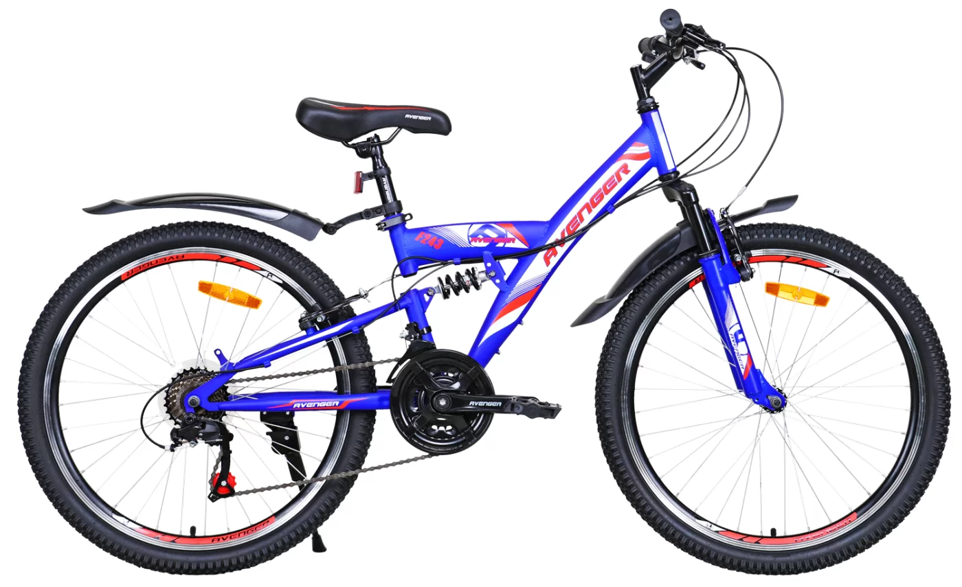 Реальное фото Велосипед 24" AVENGER F243, синий/красный, 16" от магазина СпортСЕ