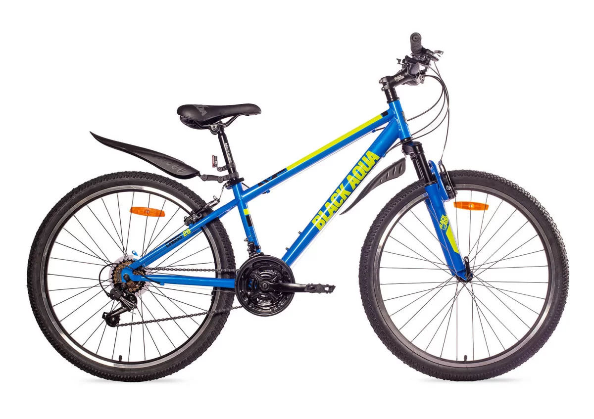 Реальное фото Велосипед Black Aqua Cross 1661 V 26" (РФ) синий-лимонный GL-310VTR от магазина СпортСЕ