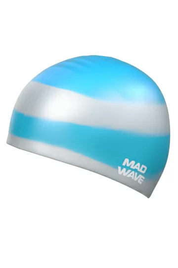 Реальное фото Шапочка для плавания Mad Wave Multi azure M0530 01 0 08W от магазина СпортСЕ