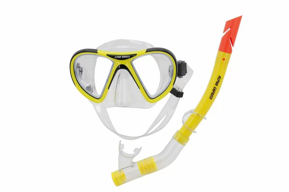 Реальное фото Набор для плавания Alpha Caprice (маска+трубка) MS-1399S24 ПВХ желтый от магазина СпортСЕ