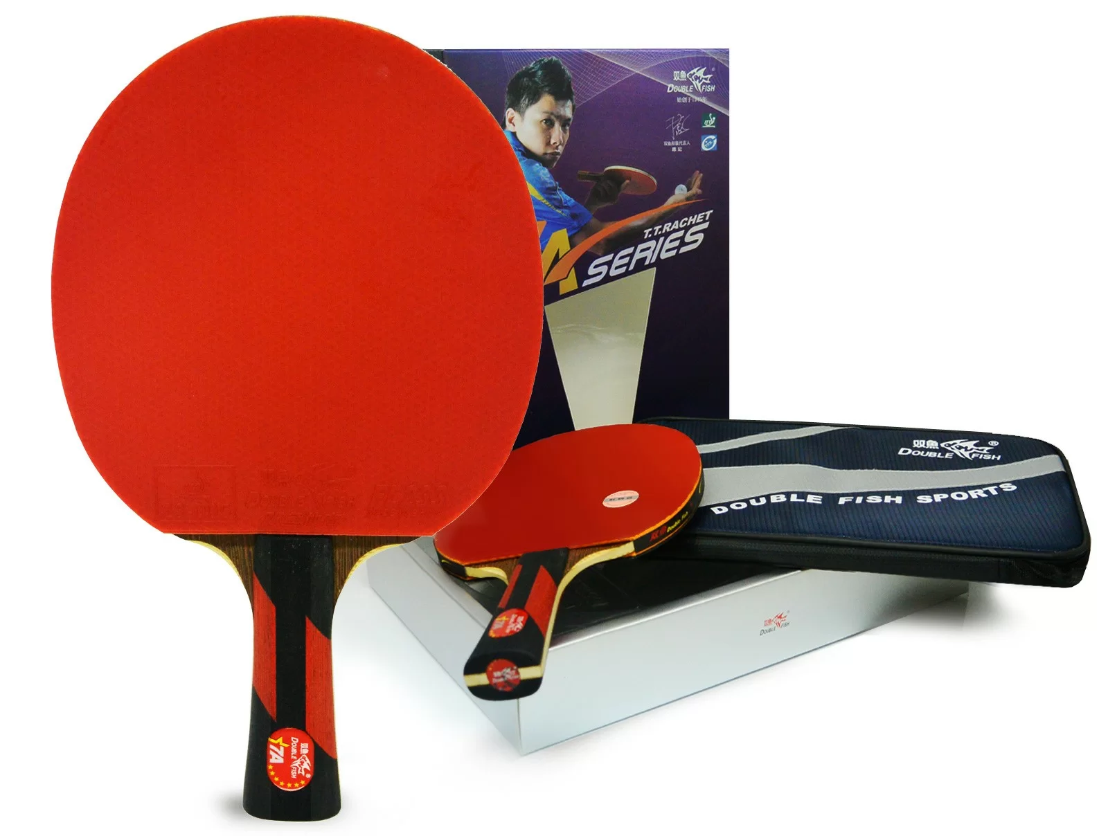 Реальное фото Ракетка для настольного тенниса Double Fish серия с чехлом 7А-С от магазина СпортСЕ