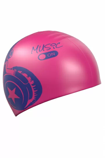 Реальное фото Шапочка для плавания Mad Wave Music pink M0550 08 0 11W от магазина СпортСЕ