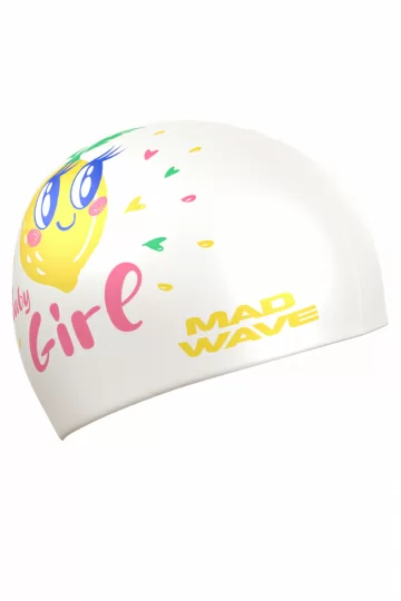 Реальное фото Шапочка для плавания Mad Wave Lemon Junior White M0573 13 0 02W от магазина СпортСЕ