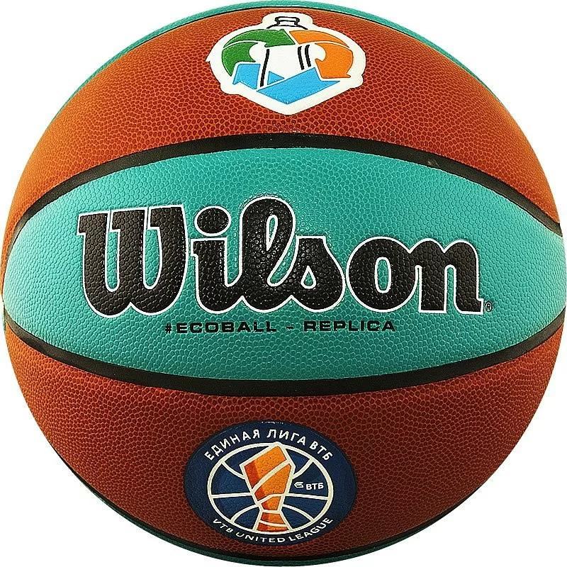 Реальное фото Мяч баскетбольный Wilson VTB Replica ASG Eco №7 композит бутил. кам. коричнево-бирюзов WTB1534XBVTB от магазина СпортСЕ