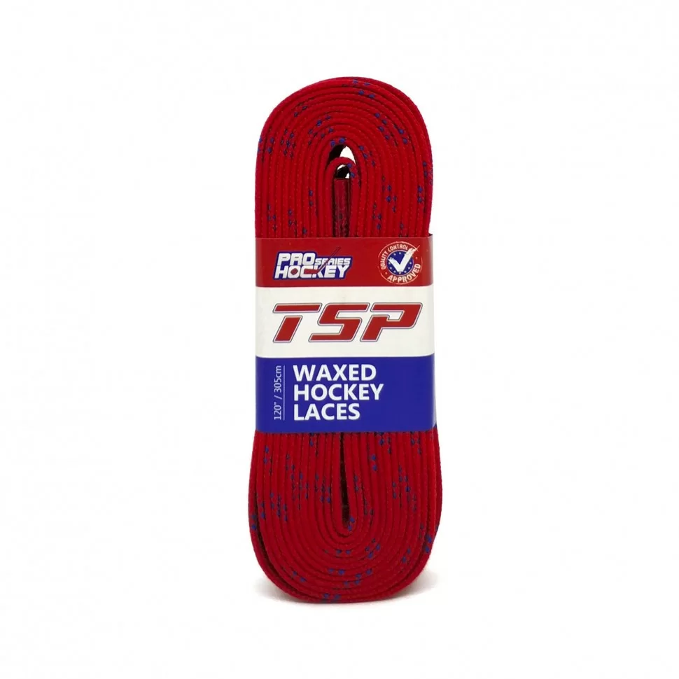 Реальное фото Шнурки хоккейные 213см с пропиткой TSP Hockey Laces Waxed red 2140 от магазина СпортСЕ