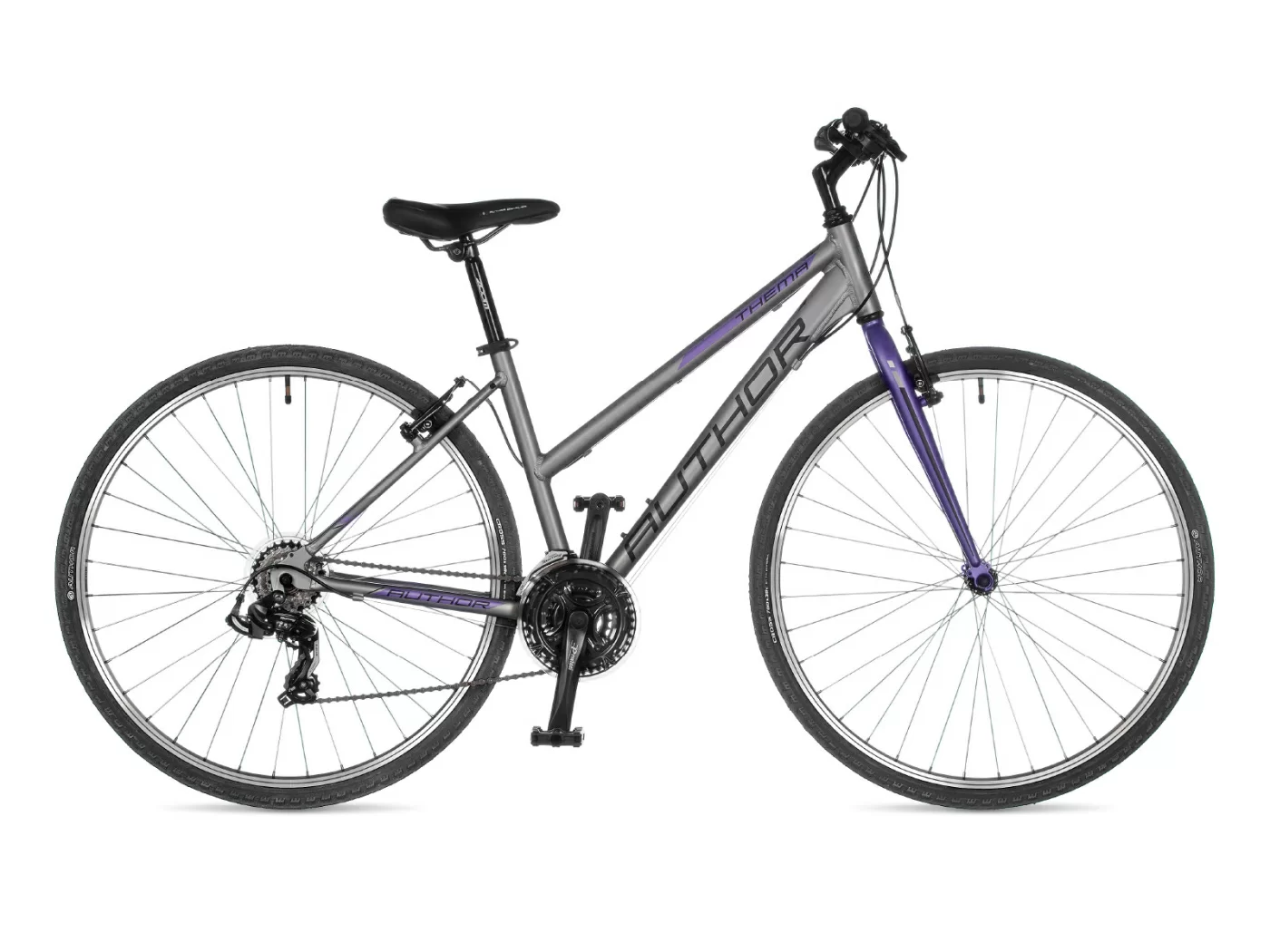 Реальное фото Велосипед женский AUTHOR Thema 2022 Серебряно-фиолетовый от магазина СпортСЕ