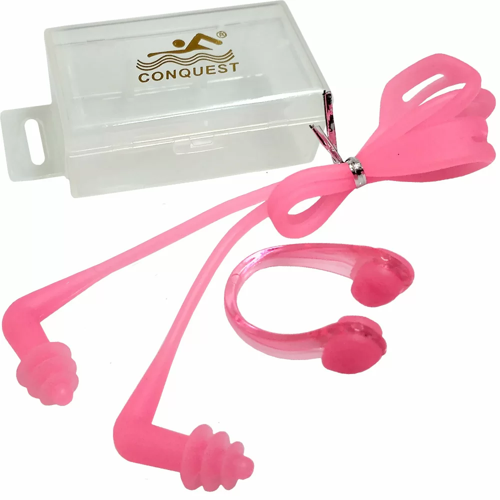 Реальное фото Набор для плавания C33555-2 беруши и зажим для носа розовый 10016736 от магазина СпортСЕ