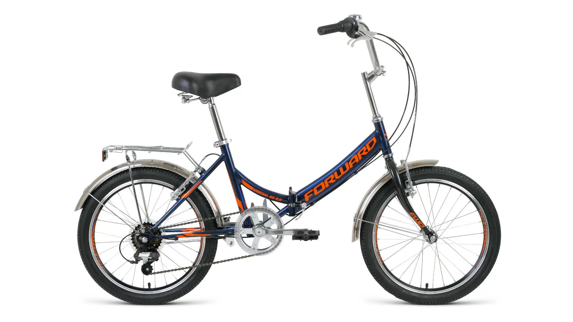 Реальное фото Велосипед Forward Arsenal 20 2.0 (2020) темно-синий/оранжевый RBKW0YN06004 от магазина СпортСЕ