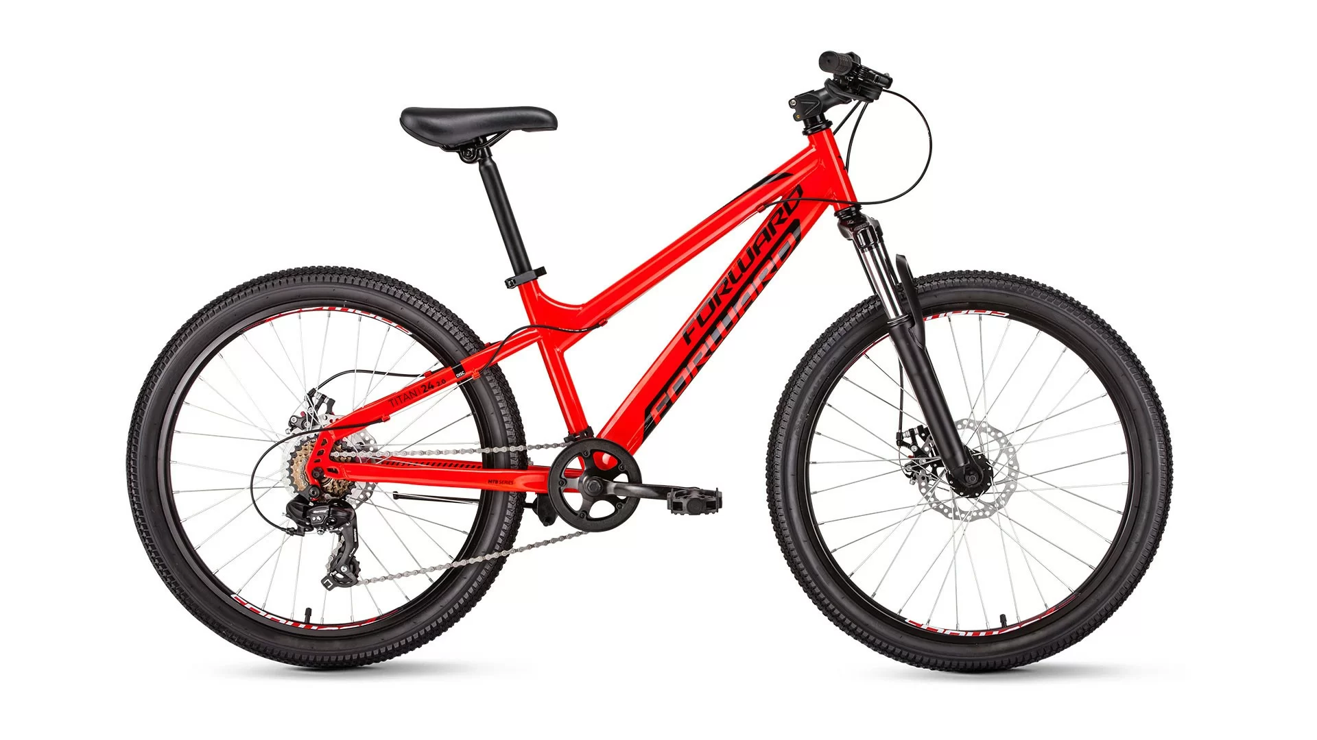 Реальное фото Велосипед Forward Titan 24 2.0 disc (2020) красный RBKW01N46006 от магазина СпортСЕ