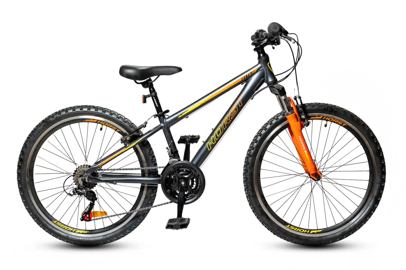 Реальное фото Велосипед подростковый HORST Stich 2022 Серо-оранжевый от магазина СпортСЕ
