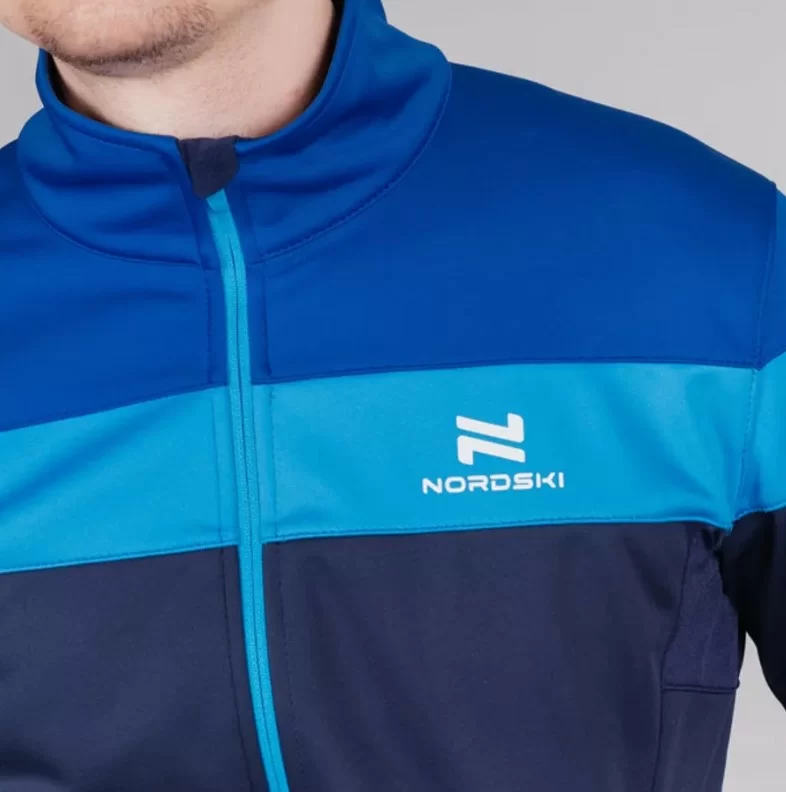 Реальное фото Куртка разминочная Nordski Drive Blueberry/Blue NSM805021 от магазина СпортСЕ