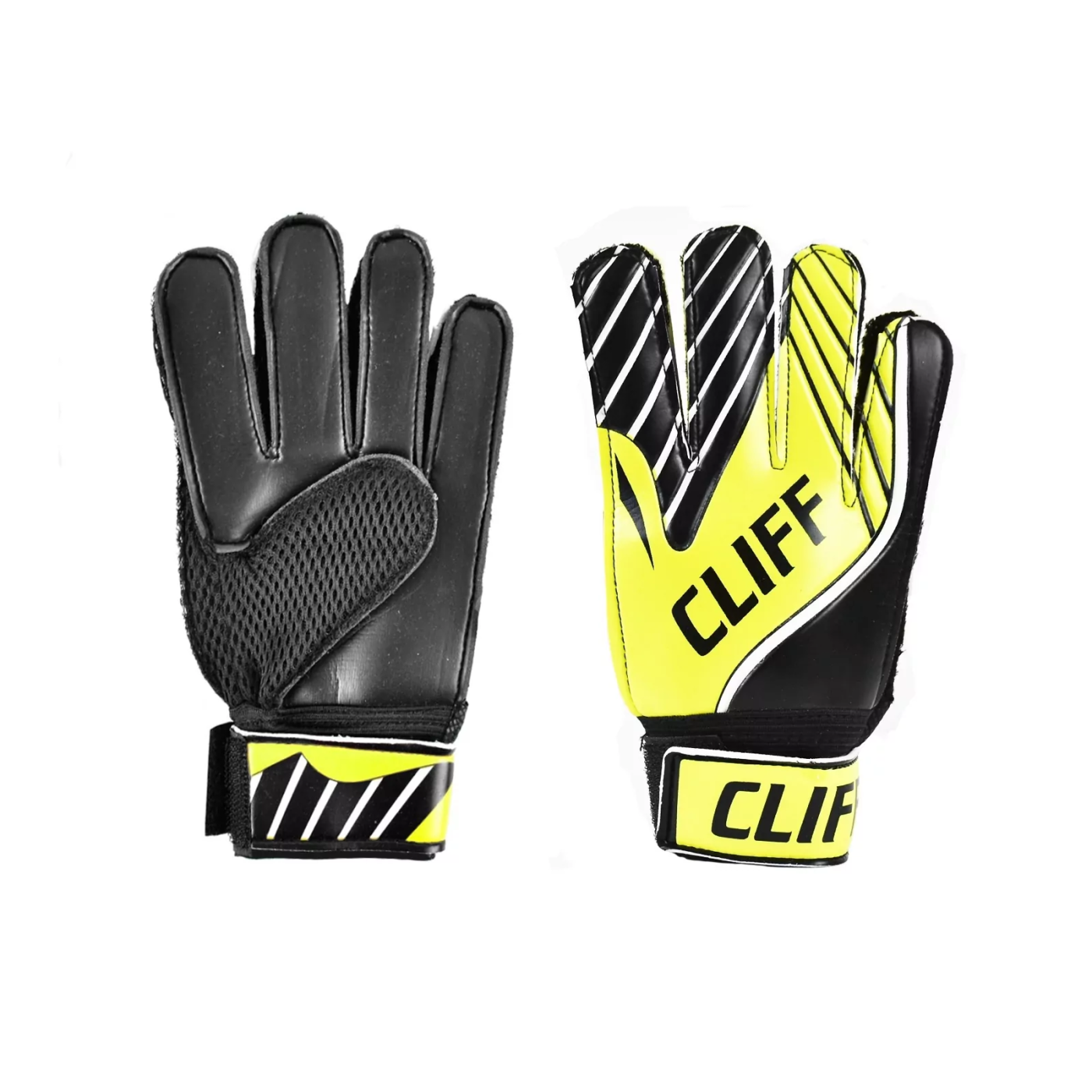 Реальное фото Перчатки вратарские Cliff Low Children черно-желтые от магазина СпортСЕ
