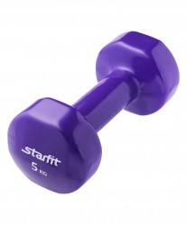 Гантель виниловая 5 кг StartFit DB-101 фиолетовая 1шт УТ-00007057