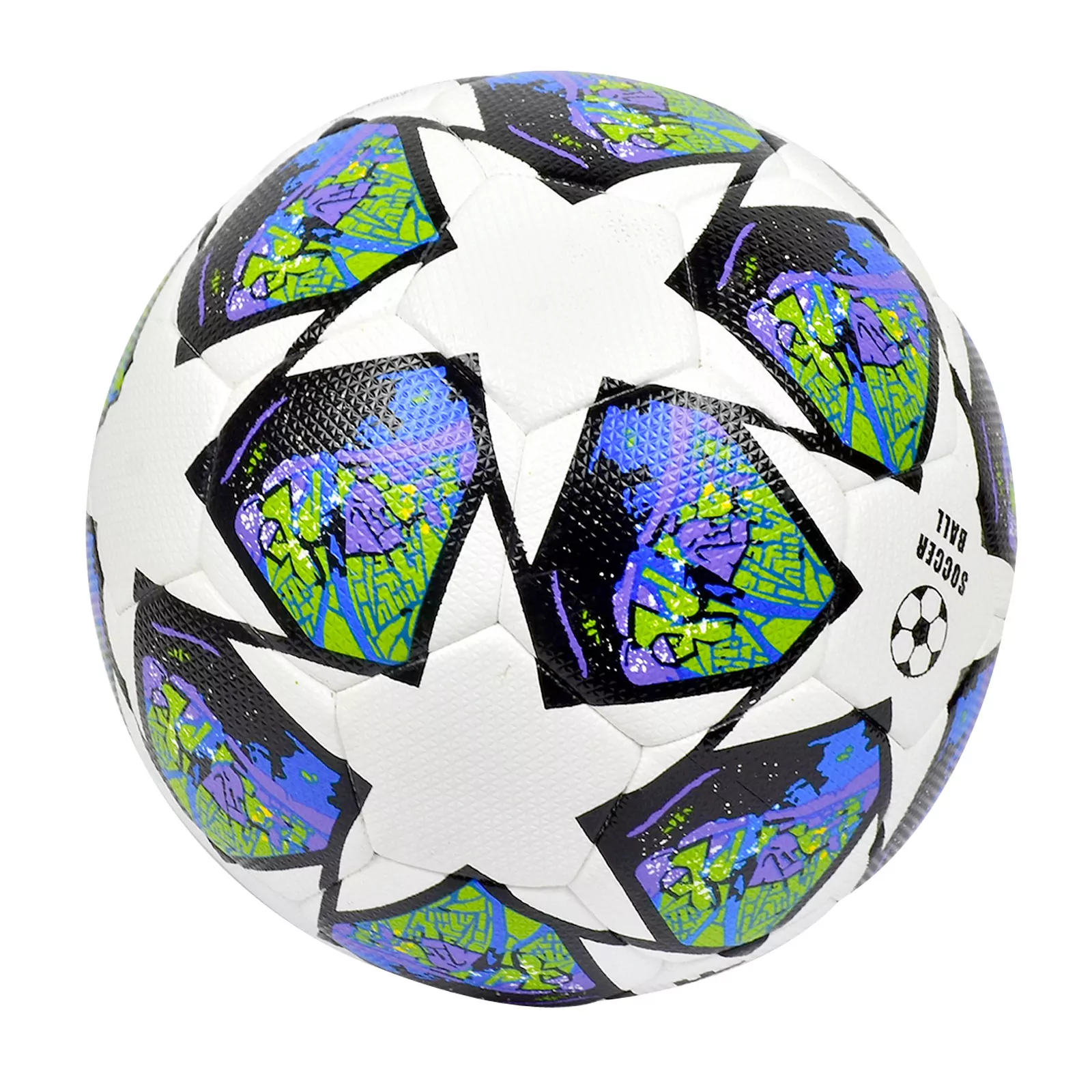 Реальное фото Мяч футбольный Cliff №5 PU Hibrid бело-сине-фиолетовый 3263 от магазина СпортСЕ