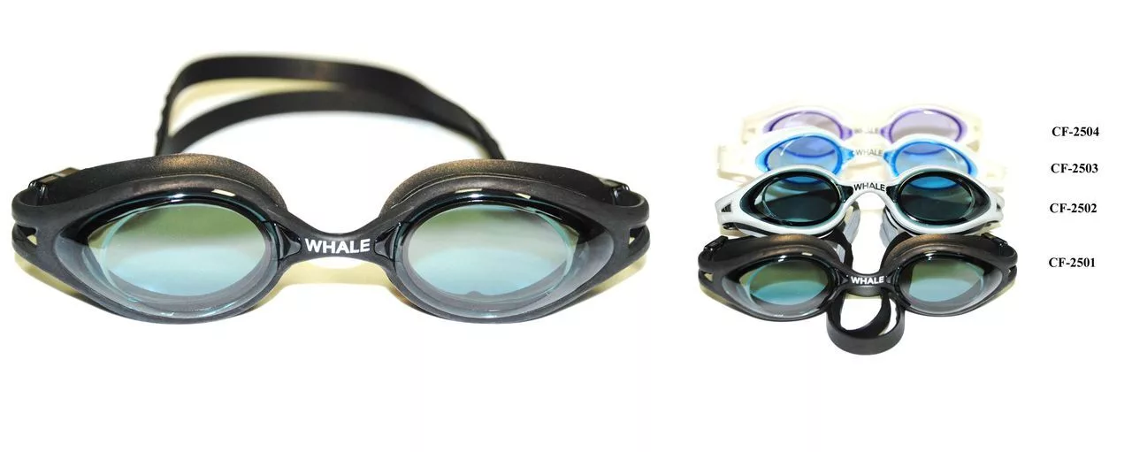 Реальное фото Очки для плавания Whale Y02504(CF-2504) оправа белая/стекло фиолетовое от магазина СпортСЕ