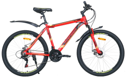 Велосипед 26" AVENGER A264D, красный/желтый неон, 19" (2021)