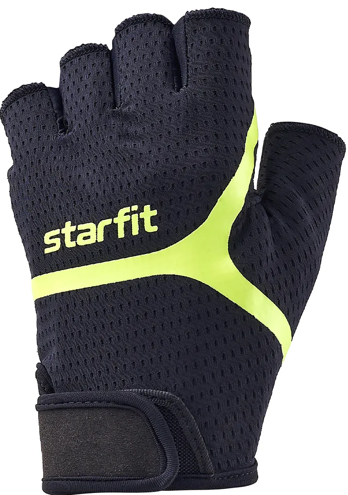 Реальное фото Перчатки StarFit  WG-103 черный/ярко-зеленый УТ-00020814 от магазина СпортСЕ