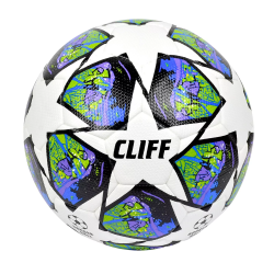 Мяч футбольный Cliff №5 PU Hibrid бело-сине-фиолетовый 3263
