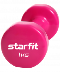 Гантель виниловая 1 кг StarFit Core DB-101 розовый (1шт) УТ-00018821