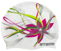Шапочка для плавания Atemi PSC414 силикон белая цветок