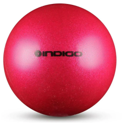 Мяч для художественной гимнастики 19 см 400г Indigo металлик розовый с блестками IN118