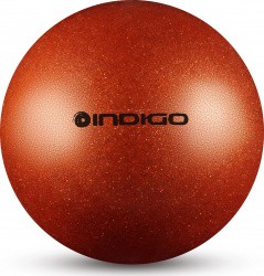 Мяч для художественной гимнастики 15 см 300 г Indigo металлик оранжевый с блестками IN119