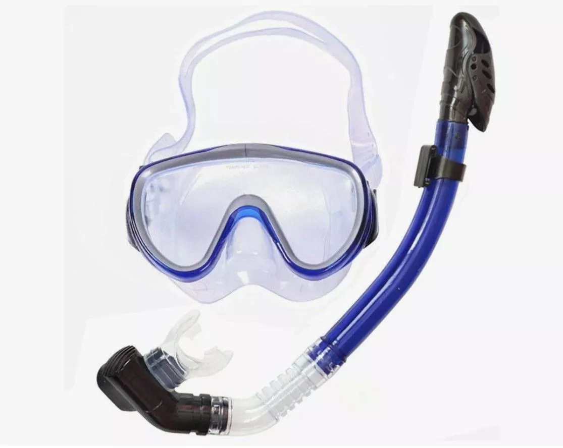 Реальное фото Набор для плавания E33176-1 взрослый маска+трубка (силикон) синий 10021291 от магазина СпортСЕ